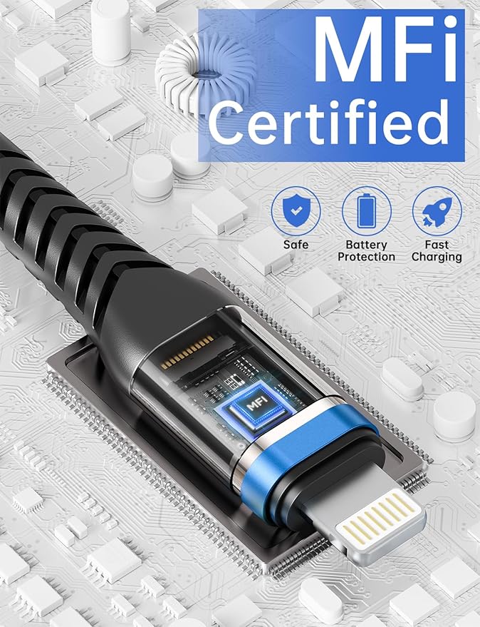 3FT Lightning Cable 3Pack MFi Certified iPhone Charger Cable USB Apple Charging - Image 4