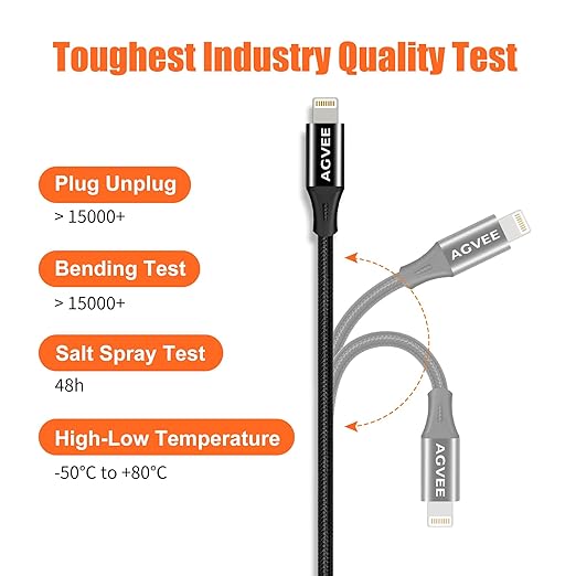 AGVEE [6.6ft Lightning Extension Cable Braided Female to Male Extender Cord - Image 6