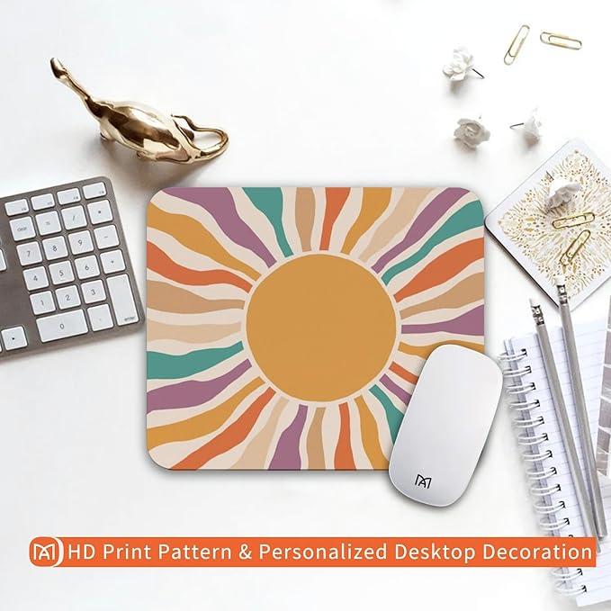Square Mouse Pad Retro Sun, Personalized Premium-Textured Custom Mouse Mat - Image 6