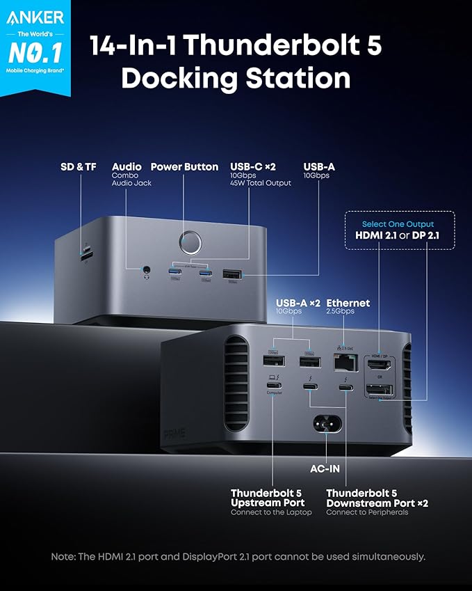 Anker Prime TB5 Docking Station, 14-in-1 Thunderbolt 5 Dock - Image 2