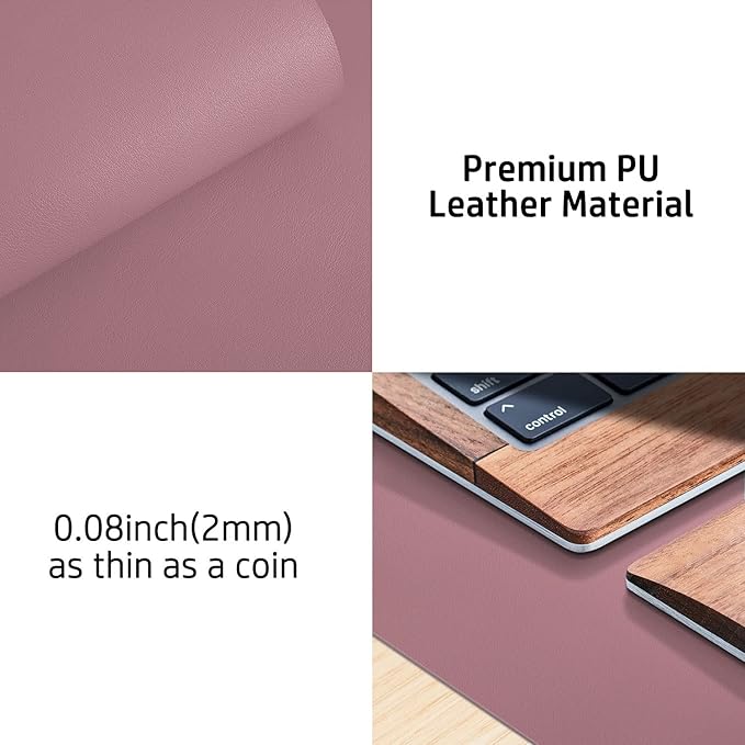 Aothia Leather Office Desk Mouse Pad Protector, Non-Slip PU Leather Laptop Desk - Image 7