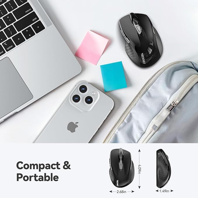 TECKNET Wireless Silent Mouse, Quiet Click, 2.4G Optical Cordless Mouse - Image 3