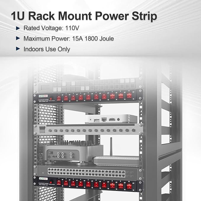 10-Outlet 1U Horizontal PDU Rack Mount Power Strip - Image 3