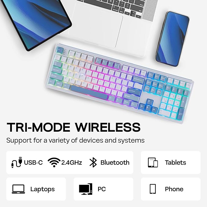 EPOMAKER TH108 Full Size Mechanical Keyboard, Wireless Gaming Keyboard - Image 5