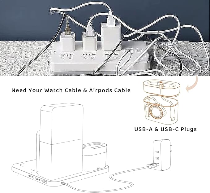 Wireless Charging Station, 3 in 1 Charging Station, Alarm Clock - Image 6
