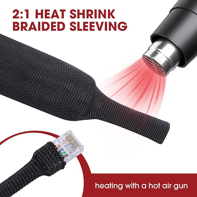 Heat Shrink Wire Loom 2:1 Shrinkable Braided Cable Sleeve 1-1/8 Inch ID-46ft - Image 3