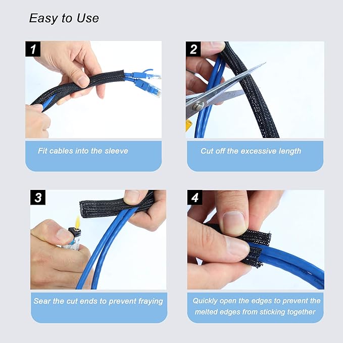 CrocSee 10ft - 3/8 inch Braided Cable Management Sleeve Cord Protector - - Image 6