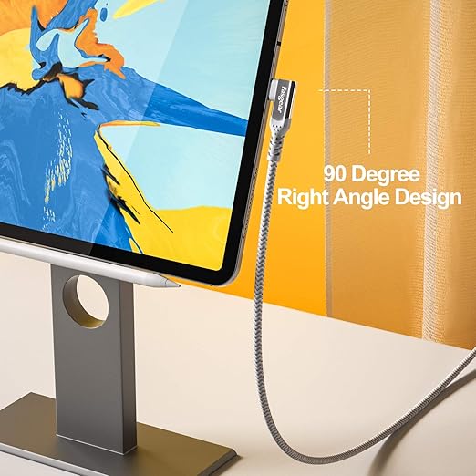 Fasgear 100W USB C to Type C 90 Degree Cable 10ft, USB 3.1 Gen 2 10Gbps Data 5A - Image 4