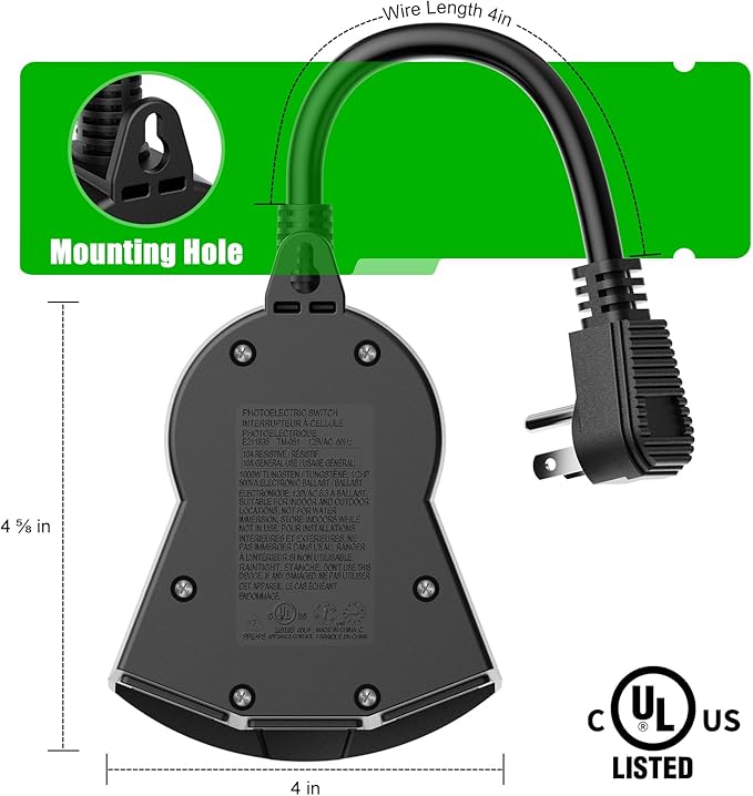 Outdoor Light Timer Waterproof, 24 Hours Plug in Timer - Image 4