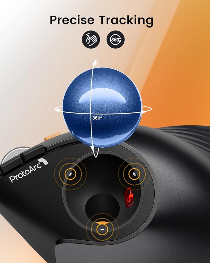ProtoArc Vertical Wireless Trackball Mouse, EM05 NL Bluetooth Ergonomic - Image 5