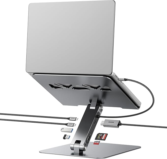 BENFEI Laptop Stand with USB C 7in1 Docking Station, HDMI 4K@60Hz, 1*SD 1*Micro by BENFEI