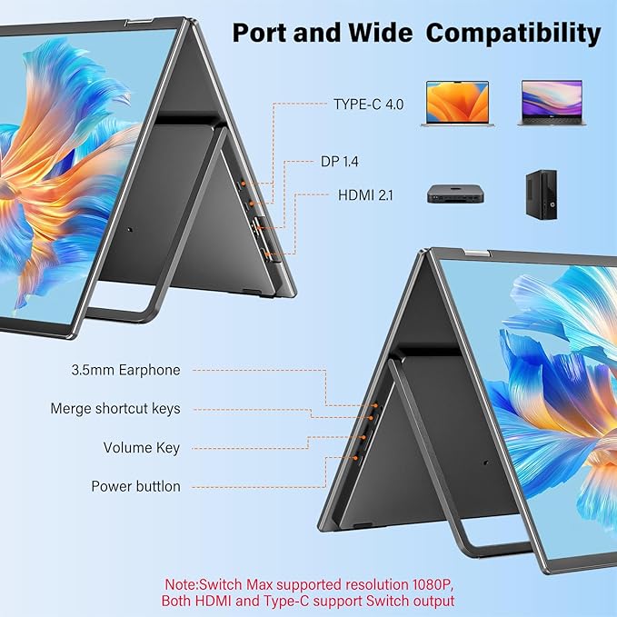 InnoView 23.8" Dual Portable Monitor 100% sRGB 3840x2160P 4K 315°Adjustable - Image 6