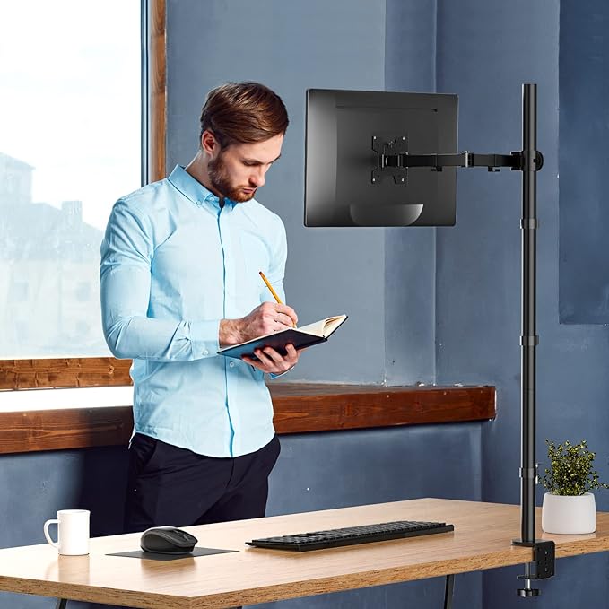 WALI Single Monitor Stand Desk Mount, 39 inch Tall Monitor Stand Fully - Image 3