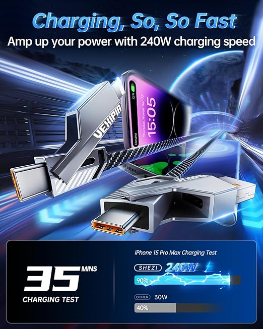 4-in-1 USB C Cable 240W 5FT Compatible - Image 4