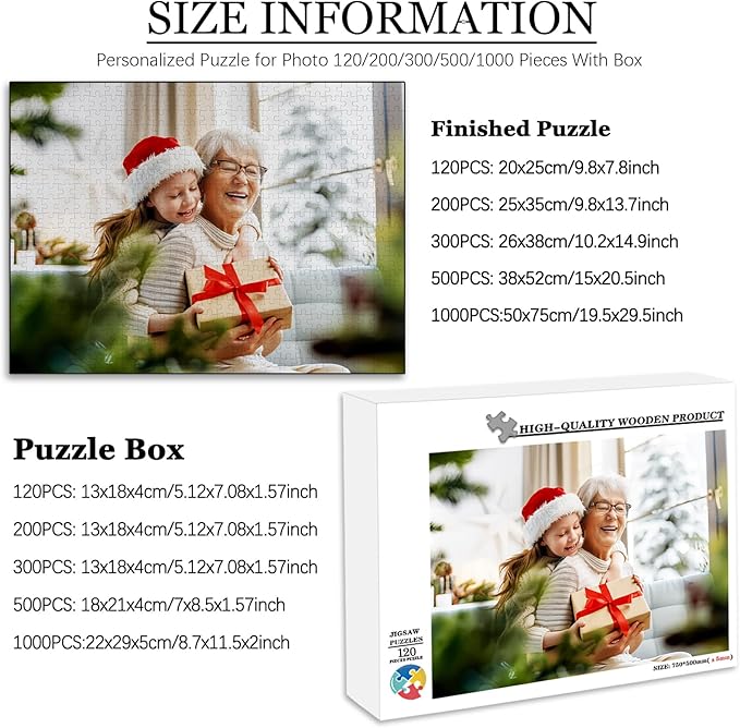 Custom Puzzle 120/200/300/500/1000/1500 Pieces, Personalized Puzzle from Your - Image 2