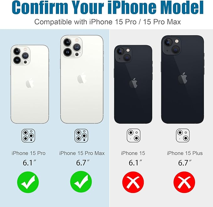 AGVEE 3+3 6 Pack for iPhone 15 Pro 6.1" / 15 Pro Max 6.7" Camera Lens Cover - Image 2