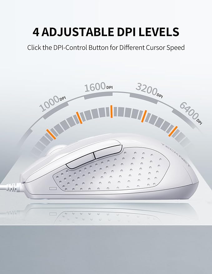 TECKNET USB Wired Mouse, 6-Button Corded Mouse - Image 2