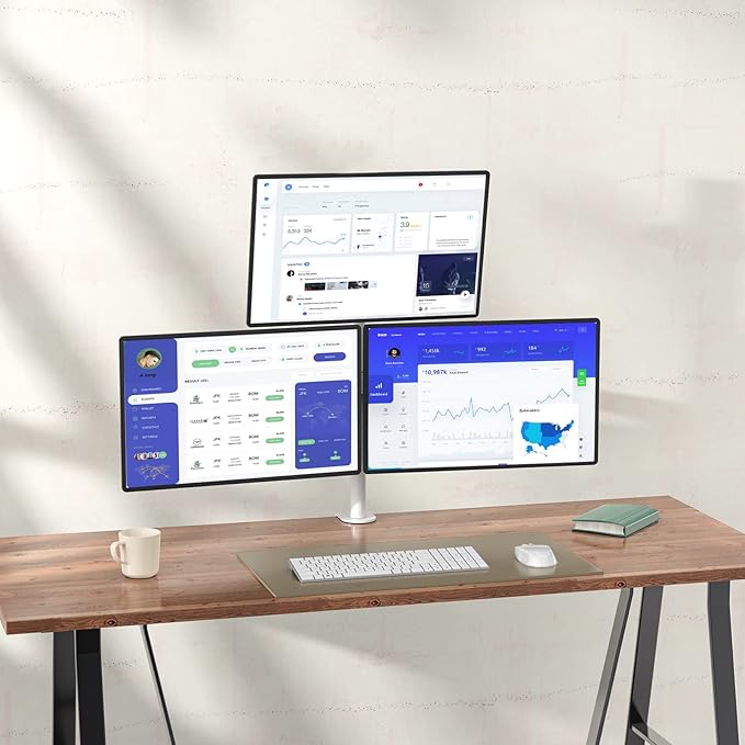 WALI Triple Monitor Stand, Fully Adjustable Three Monitor Desk Mount Fits 3 - Image 7