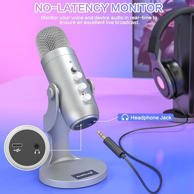 ZealSound USB Microphone, Condenser Computer PC Mic, Plug&Play Gaming - Image 3