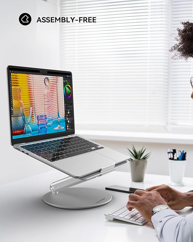 LULULOOK Laptop Stand for Desk 2025, 360 Rotating Adjustable Laptop Riser - Image 6