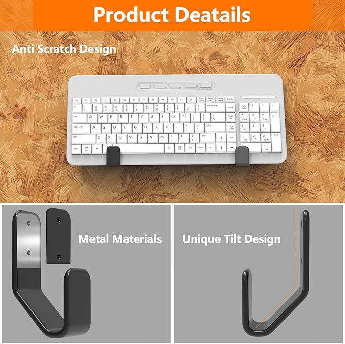 4 PCS Keyboard Wall Mount Storage, Keyboard Wall Holder, Keyboard Wall Rack - Image 3