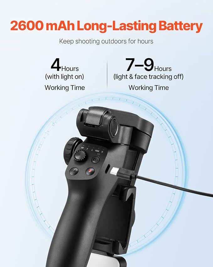 VEVOR Gimbal Stabilizer for Smartphone, 3-Axis Stabilization, Phone Gimbal for - Image 6