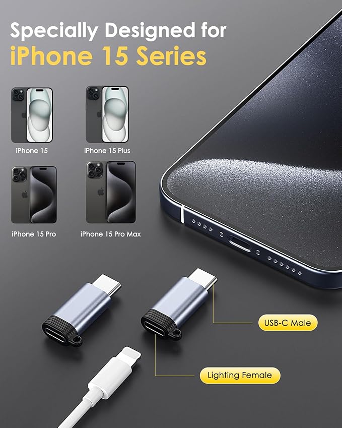 MoKo 4 Pack Lightning Female to USB C Male Adapter, iPhone to USB C Adapter - Image 2
