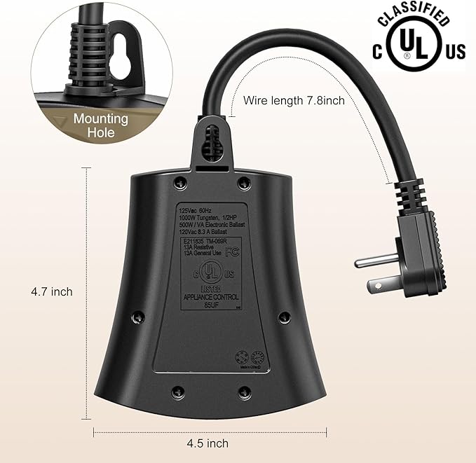 Lights Plug Timer Outdoor, Dusk to Dawn Electrical Timer Switch - Image 4