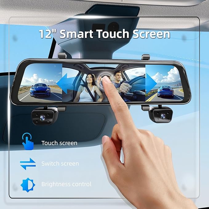 2025 Rear View Mirror Camera, 4 Channel Mirror Dash cam Front and Rear 24/7 - Image 4