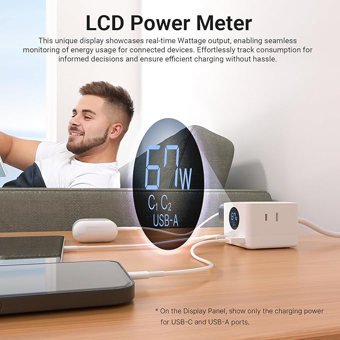 MINIX 67W USB C Charger with 3 Outlets, Gan 3-Port Compact Cube Fast Power - Image 2