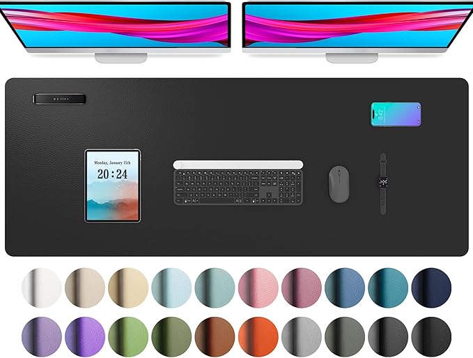 Aothia Leather Desk Pad Protector, Mouse Pad, Office Desk Mat, Non-Slip PU by Aothia