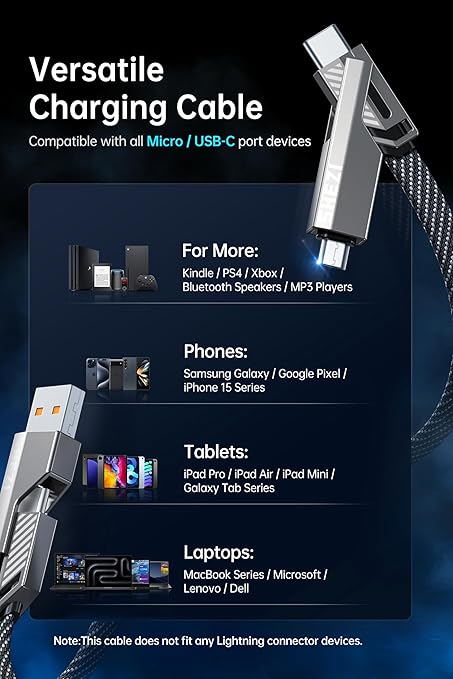 【One is Enough】 4-in-1 USB C to Micro Cable, High-Speed Charging & Fast Data - Image 7