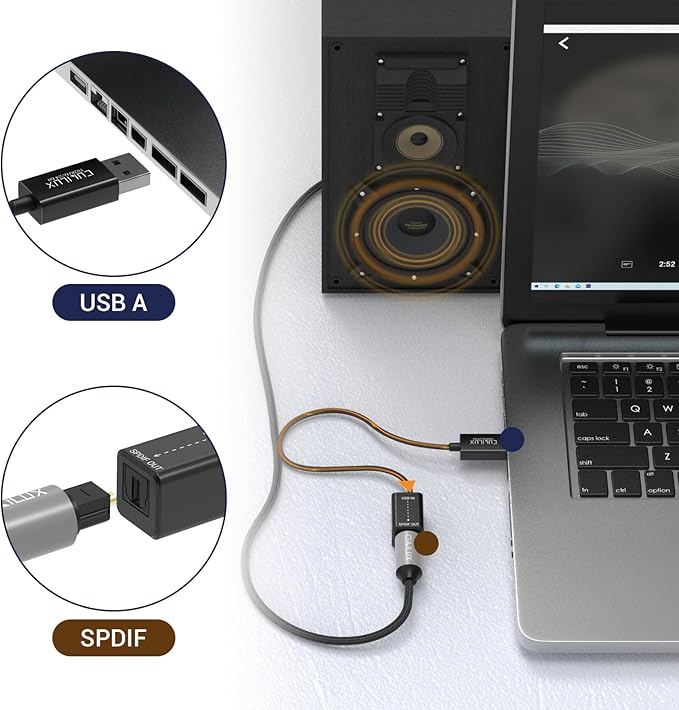 Cubilux USB A to TOSLINK Optical Audio Adapter, Unidirectional USB Type A to - Image 7