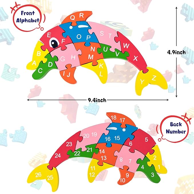 LovesTown Wooden Puzzle for Toddlers, Educational Alphabet and Number Jigsaw - Image 5