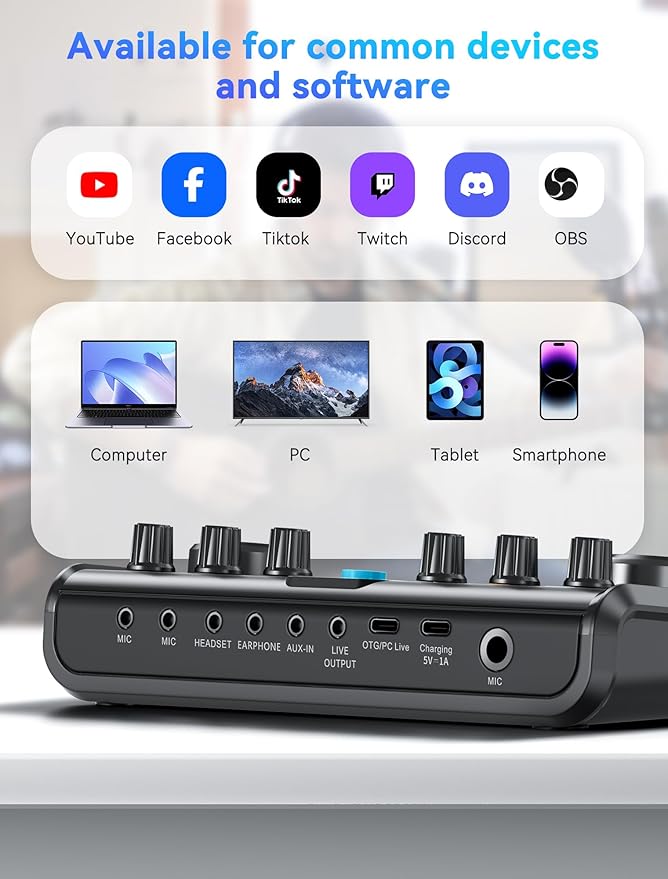 SINWE Podcast Equipment Bundle, Audio Interface - Image 6