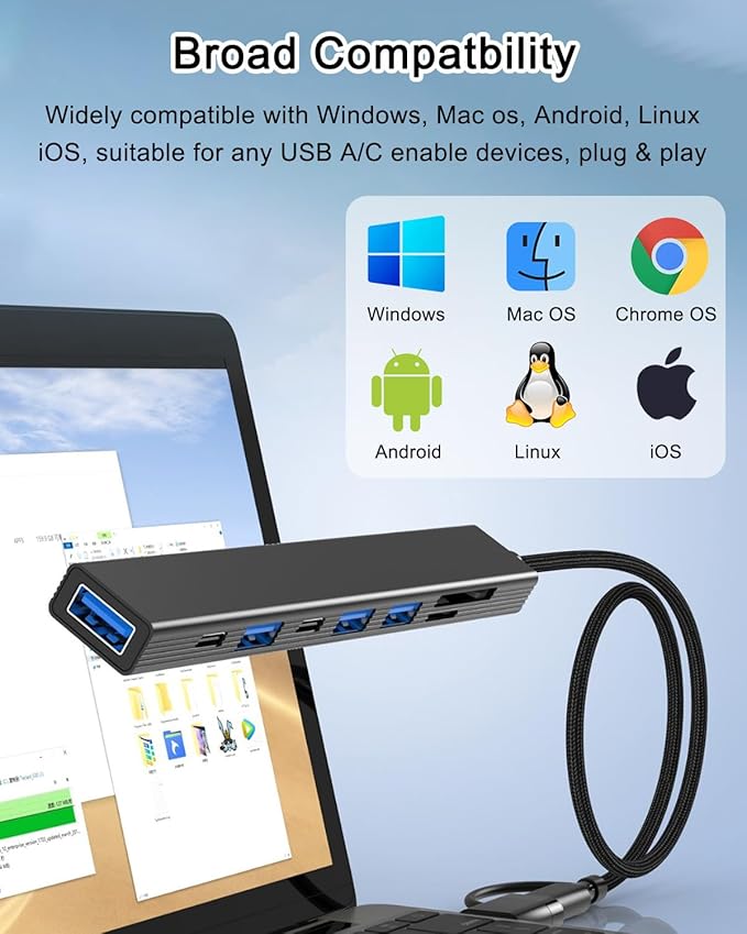 VIENON 8 in 1 USB C Hub With SD Card Reader, USB 3.0/2.0 Ports, USB-C Adapter - Image 6