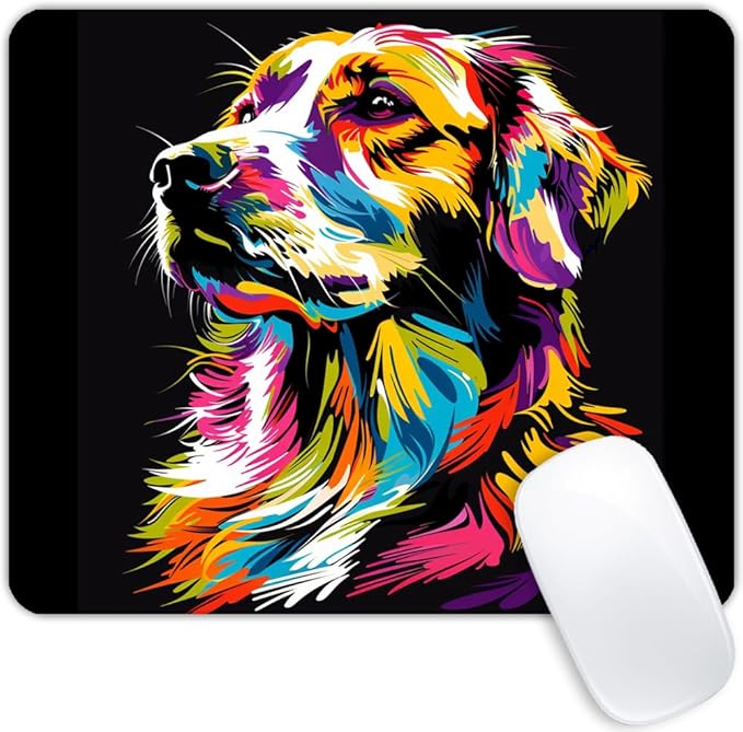 Square Mouse Pad Colorful Dog Portrait-1, Gaming Mouse Pads by Goodsprout