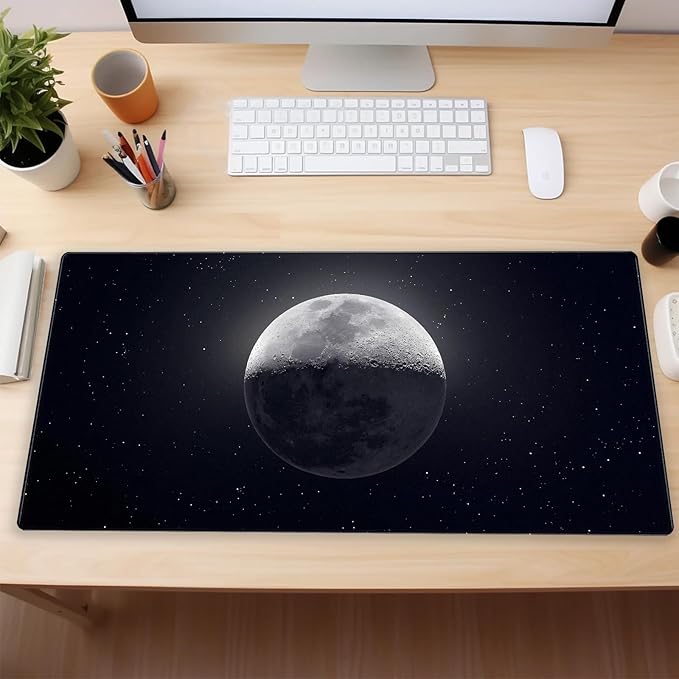 Moon Mouse Pad Sci-fi Galaxy Desk Mat Extended XL Large Gaming Mousepad Dark - Image 6