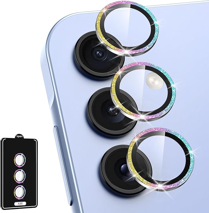 for Samsung Galaxy A35 5G Camera Lens Protector, Individual Metal Ring Tempered by Btscase