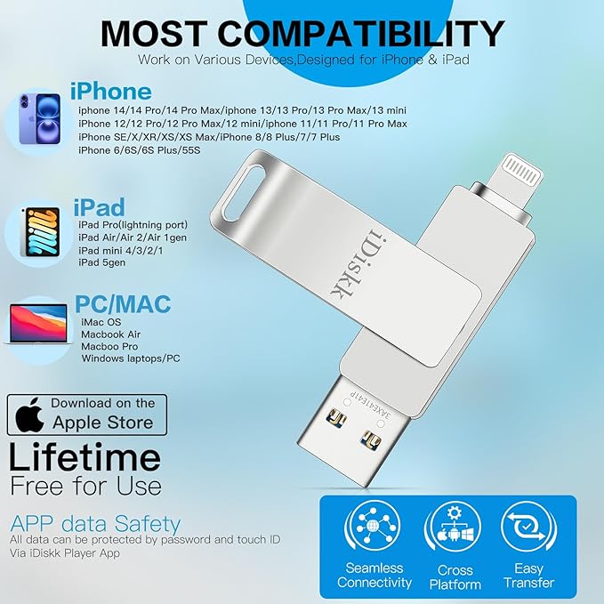 App-le Mfi Certified 128GB iDiskk iPhone Flash Drive, - Image 7
