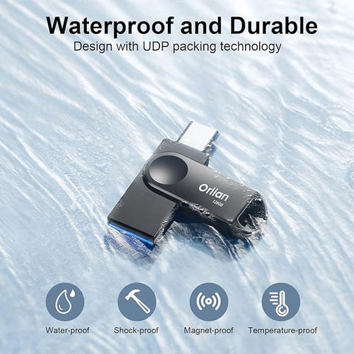 128GB Dual USB Type C +A Flash Drive 2-in-1 OTG USB 3.0 Thumb Drive Metal UDP - Image 2