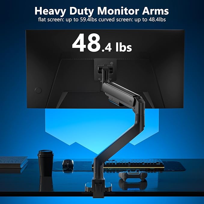 WALI 24-57" Monitor Arm, Heavy Duty Gas Spring Desk Mount - Image 3