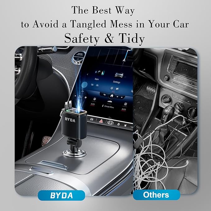 Fast Car Charger 4 in 1 Retractable Car Charger 69W - Image 2