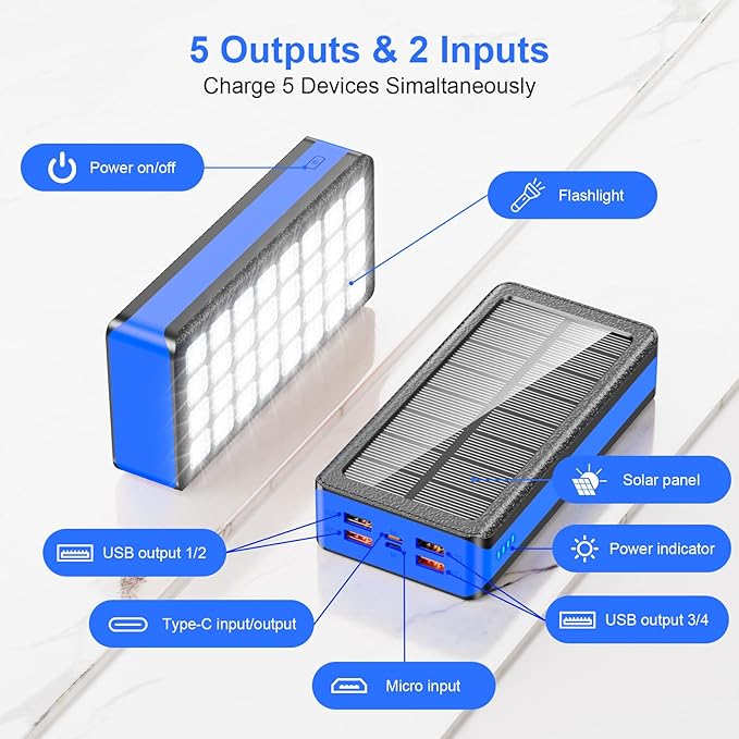 Solar Charger Power Bank 66800mAh Portable Charger - Image 2