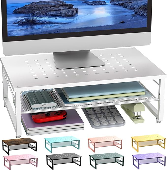 gianotter 2-Tier Metal Monitor Stand Riser, Desk Accessories & Workspace Desk by gianotter