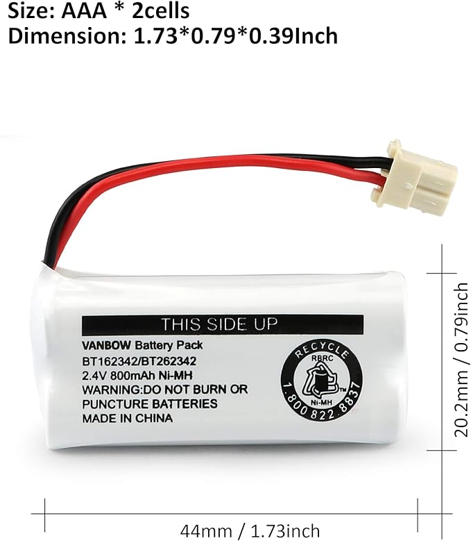 Battery BT162342 / BT262342 BT183342/BT283342 BT166342/BT266342 2.4v 800Mah - Image 2