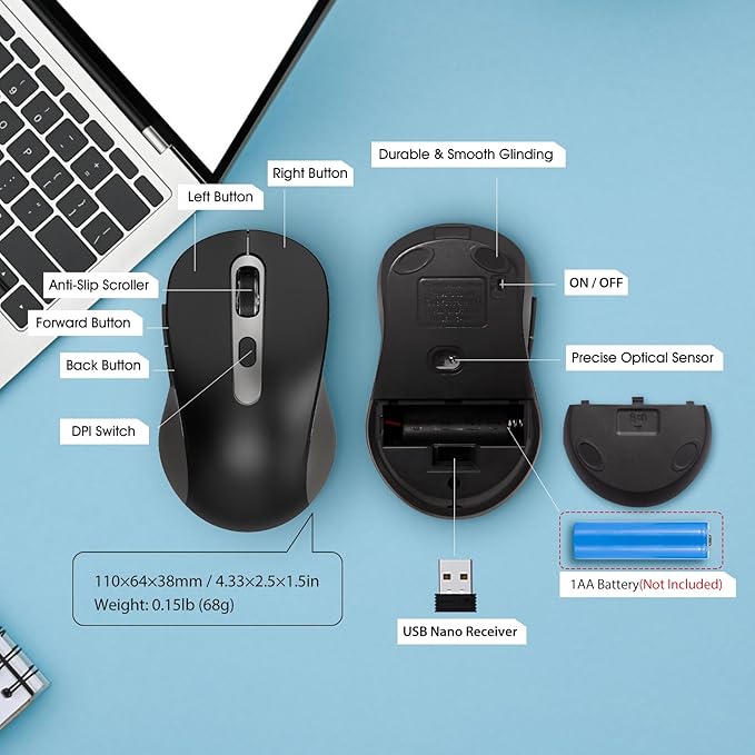 Wireless Mouse for Laptop, Chromebook, Silent Wireless Mouse - Image 9