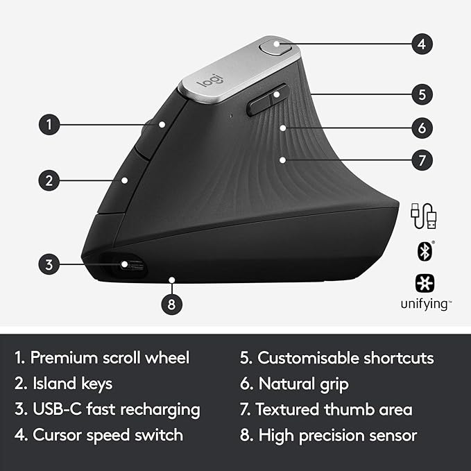Logitech MX Vertical Wireless Mouse – Ergonomic Design Reduces Muscle Strain - Image 6