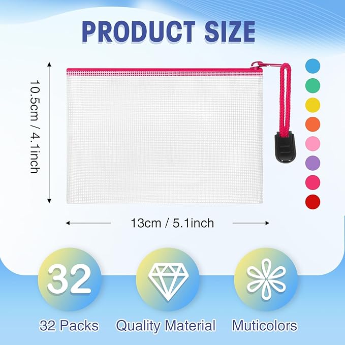 Jetec 32 Pcs Mesh Zipper Bags Toy Storage Bikini Organizer Bag Bolsas Para - Image 2