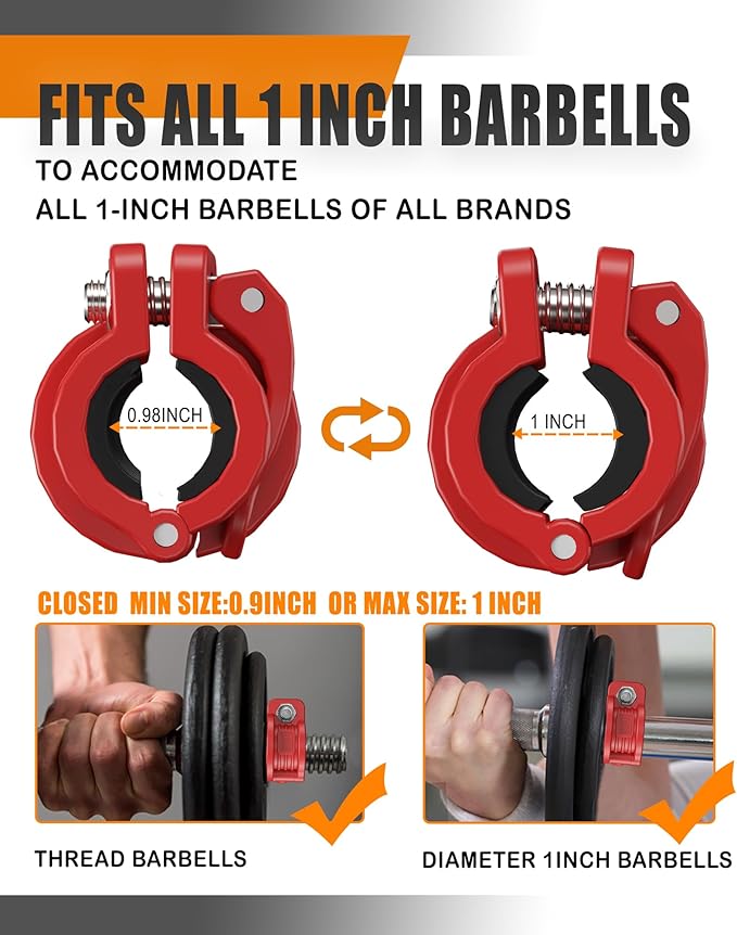 MAXRICH T Barbell Clamp 1 inch Multiple Sizes & Adjustable Weight Clips - Image 4